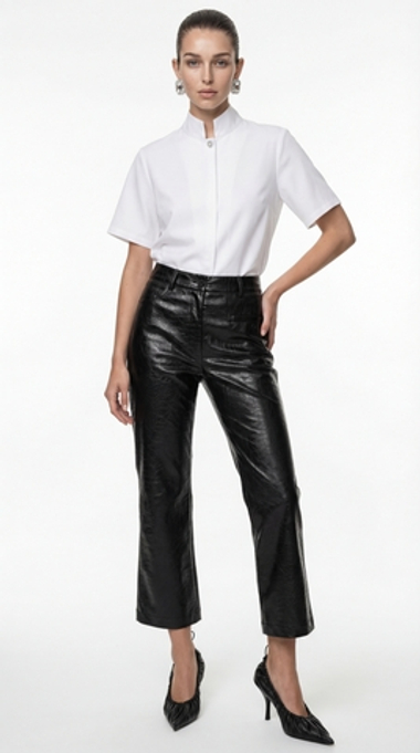 Капри клеш из экокожи