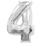 Шар фольгированный Цифра 4 101 см (Серебряный)