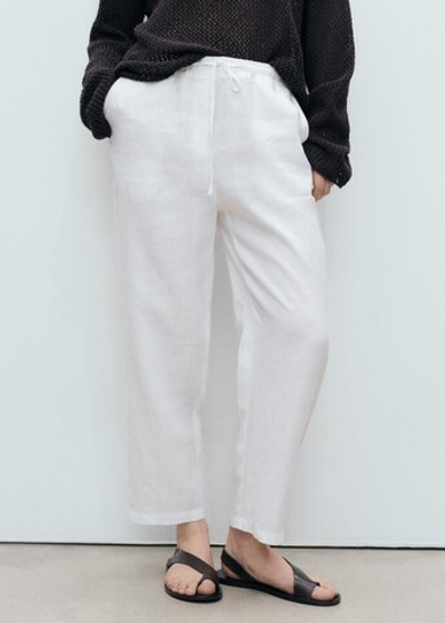 Прямые брюки с хлопком и льном