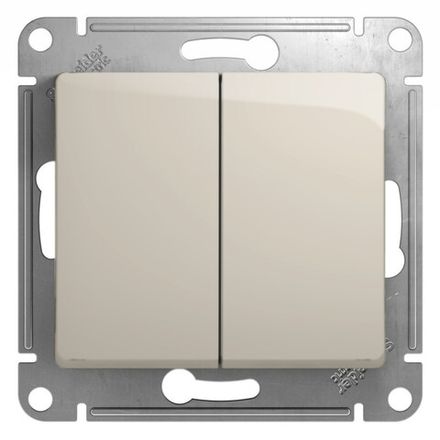 Переключатель двухклавишный Systeme Electric Glossa Молоч 10А