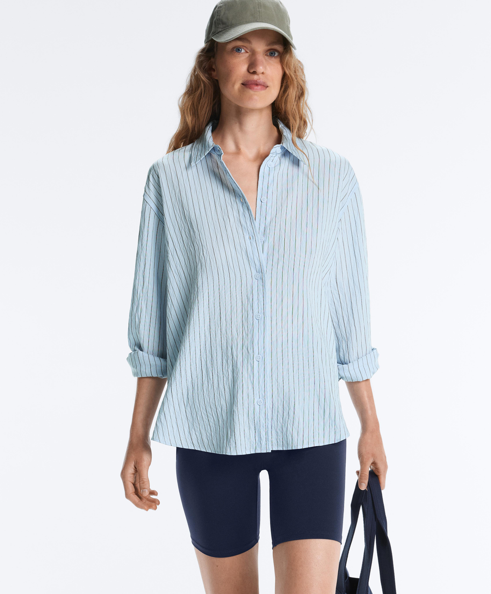 OYSHO Легинсы-велосипедки Comfortlux с высокой посадкой длиной 20 см, синий