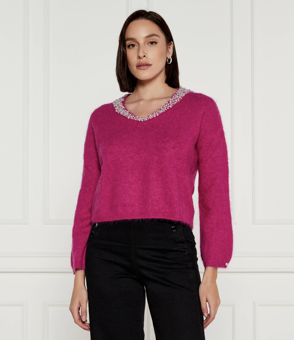 Хлопковый свитер Liu Jo - фуксия(CF4340 MS02P)