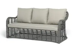 "Ницца" диван из искусственного ротанга трехместный, цвет серый
