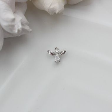 УЦЕНКА!!! Подвеска Жучок с фианитами 9*11 мм, родий, У086