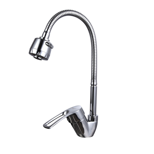 Смеситель для кухни 40к F43701-B FRAP бок.ручка (гибкий излив, п/гайку, хром, силумин)