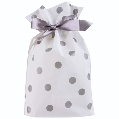 Пакет подарочный с затягивающей лентой 22,5*34см 10шт "Конфетти", серебряный