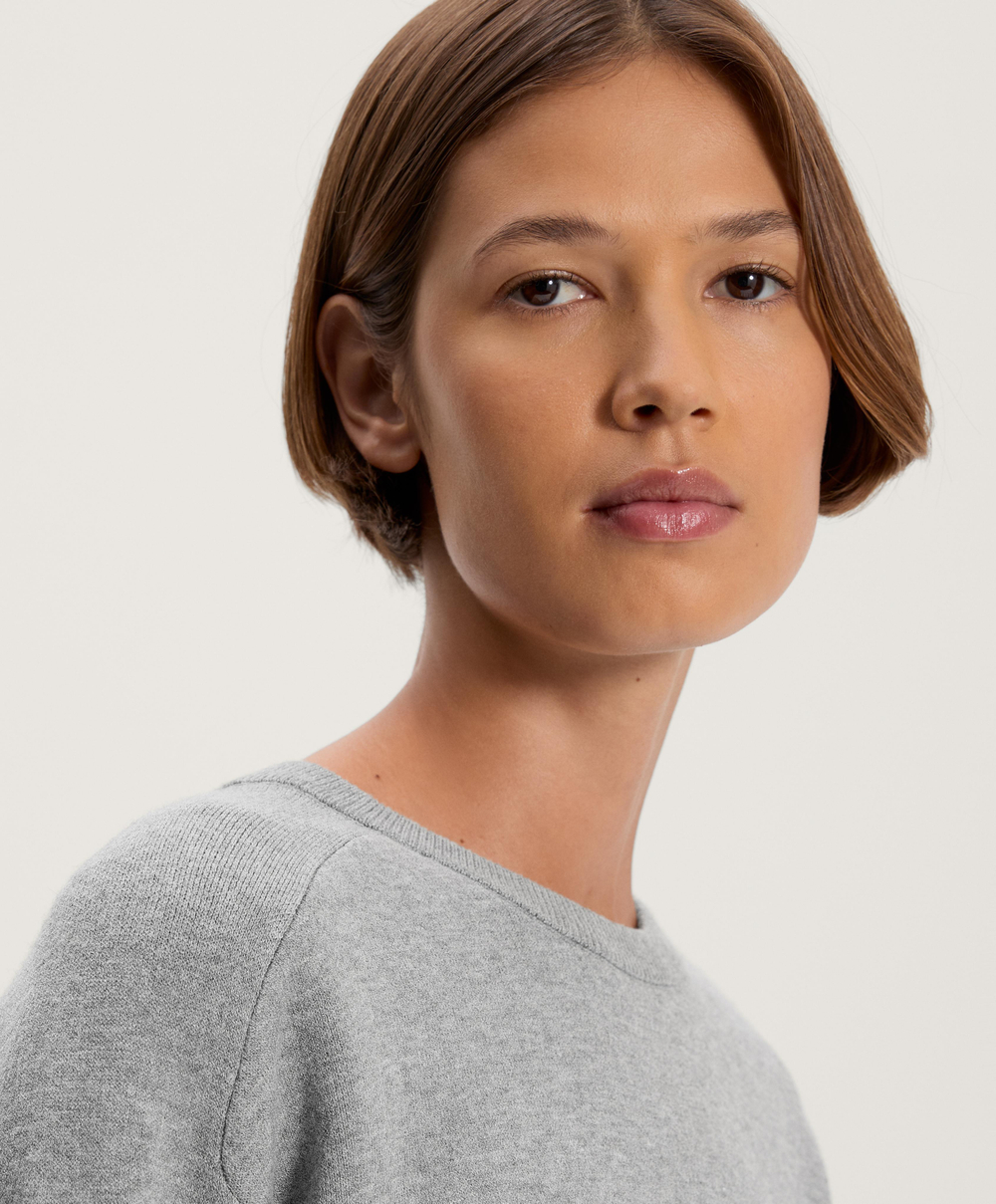 Oysho Вязаный джемпер с круглым вырезом, серый