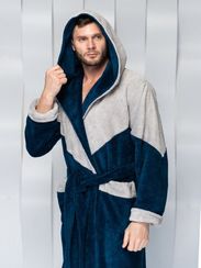 Халат мужской DIEGO с капюшоном морская волна "Polens"