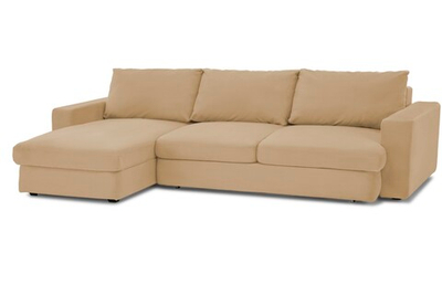 Диван с оттоманкой Стелф Velutto 02 215*153*90 см, бежевый Велютто Еврокнижка Фиеста