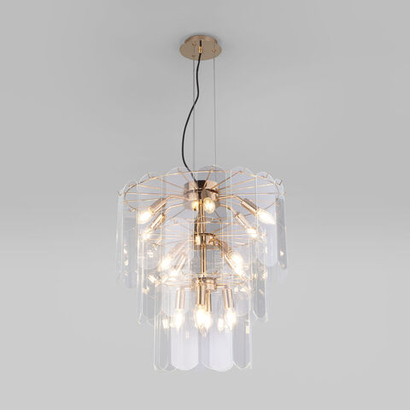 Умная подвесная люстра со стеклянными плафонами 60171 золото
