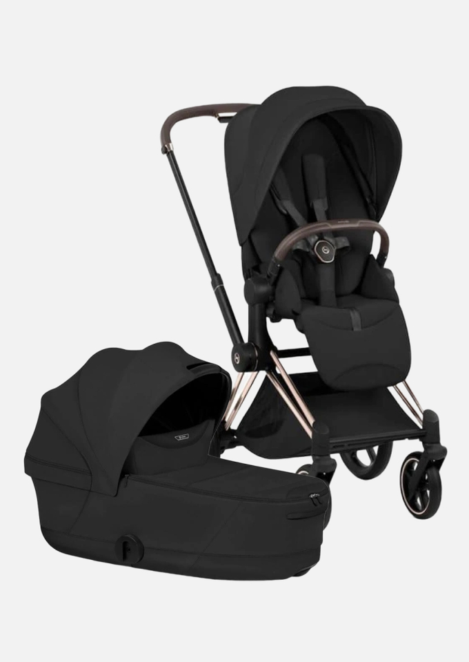Cybex Priam 5 Style, в цвете Sepia Black (шасси Rose Gold) + автокресло Cybex Cloud G3