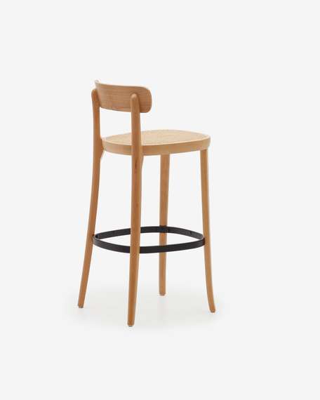 Барный стул Romane светлый бук с сиденьем из ротанга | La Forma | Испания