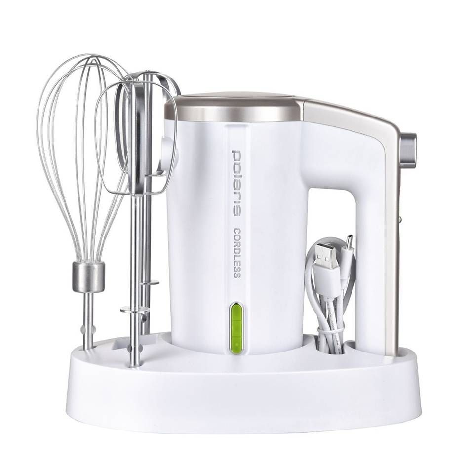 Миксер ручной, Polaris, PHM 2024 CordLess, 200 Вт, 3 скор, бел
