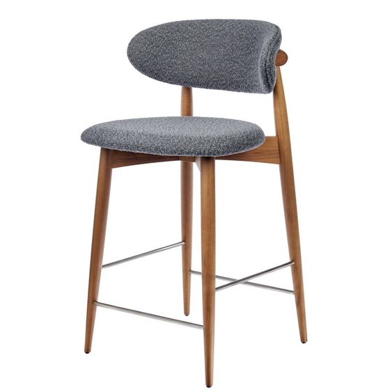 Полубарный стул Mod, тёмно-серое букле, ножки цвета орех