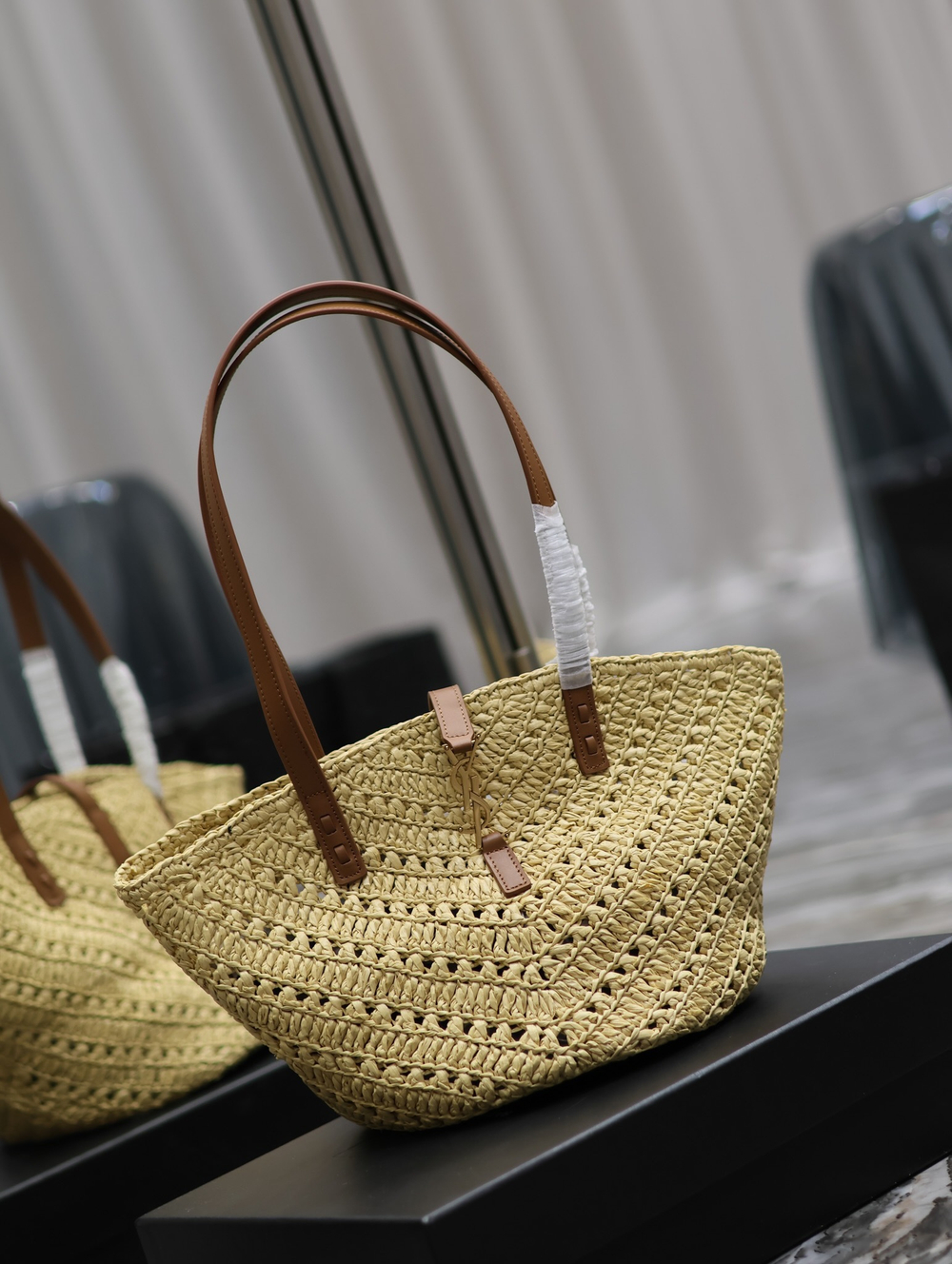 Saint Laurent Panier Small in Raffia