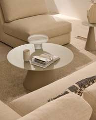 Журнальный столик Wilshire из матового стекла и стали матово-серый Ø80 см