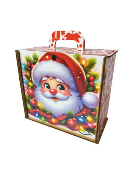 Деревянная Новогодняя упаковка,чемодан Санта