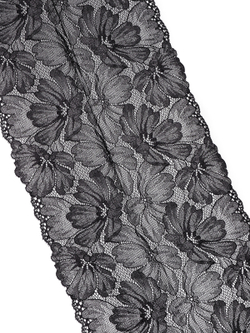Эластичное кружево для белья черное ширина 23 см