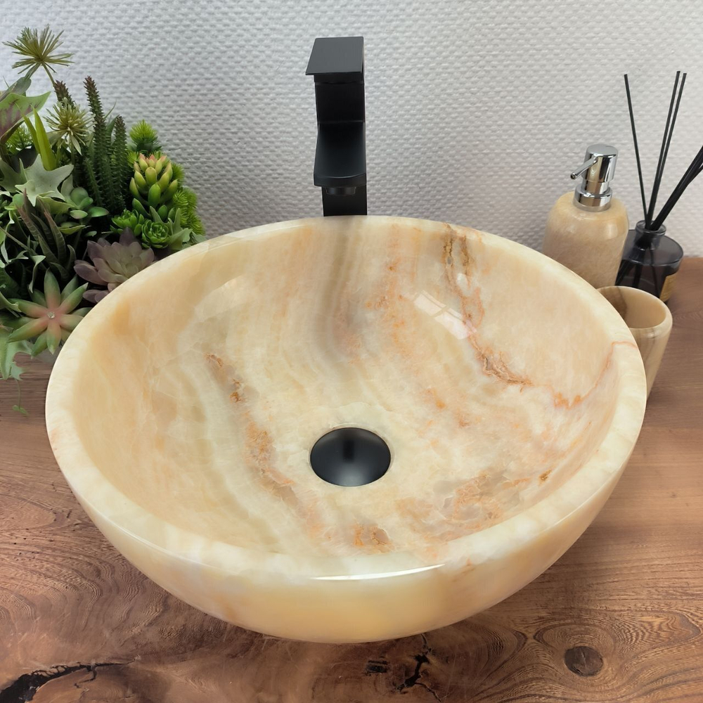 Каменная раковина из оникса Bowl Yellow Small TinLip BO-02921 (40*40*15cм) 140