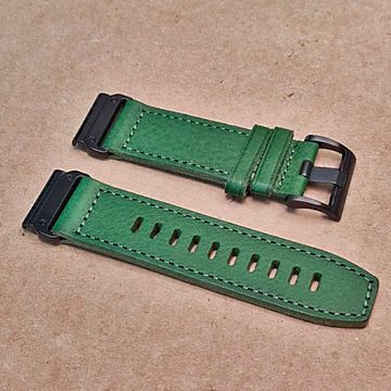 Ремешок 26 мм. Hemsut для Garmin натуральная кожа (Зеленый)
