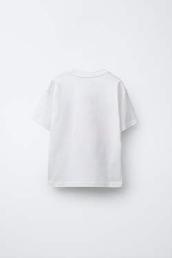 ZARA ФУТБОЛКА С ПРИНТОМ, БЕЛЫЙ