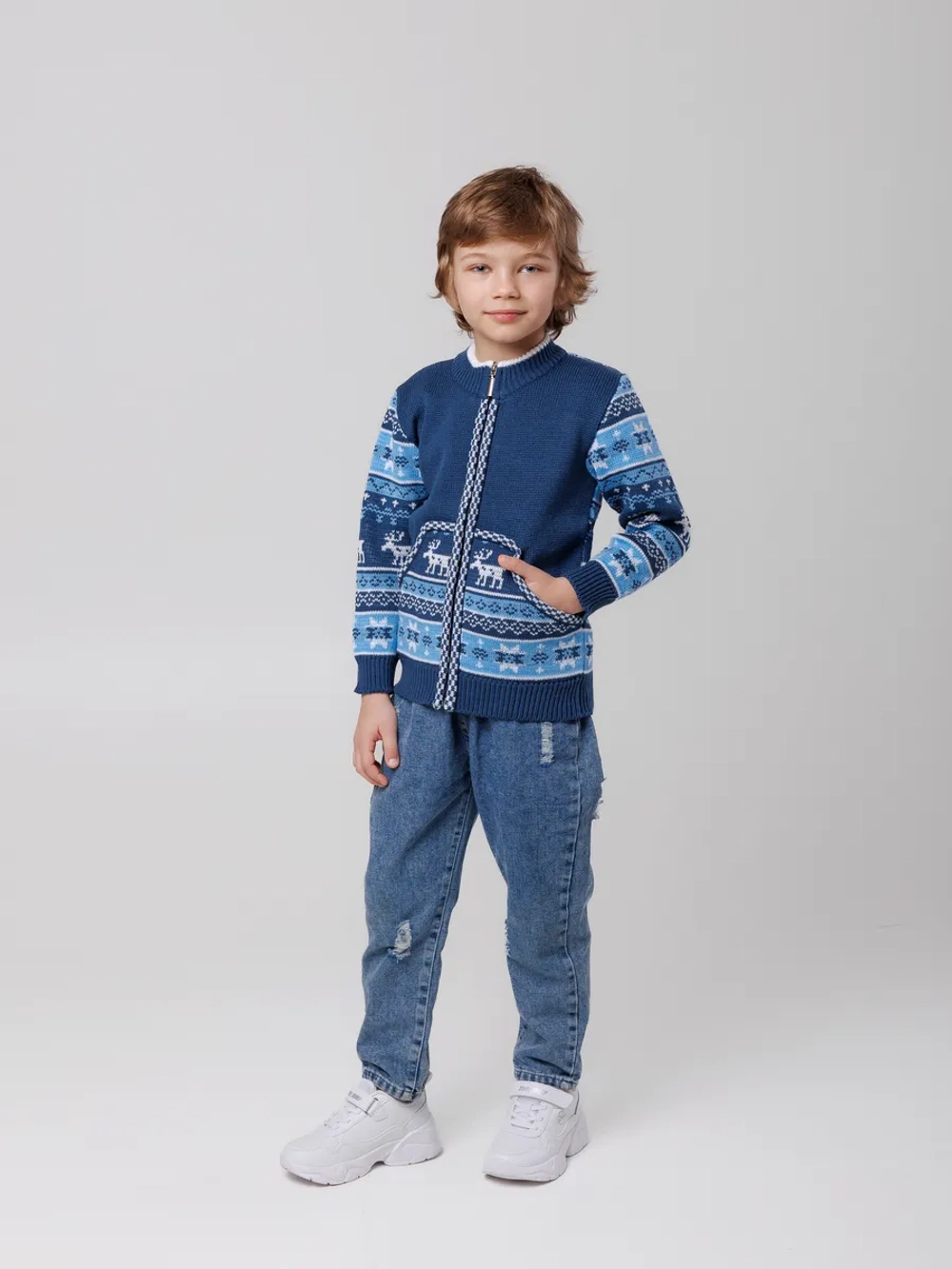 Кофта вязаная на молнии