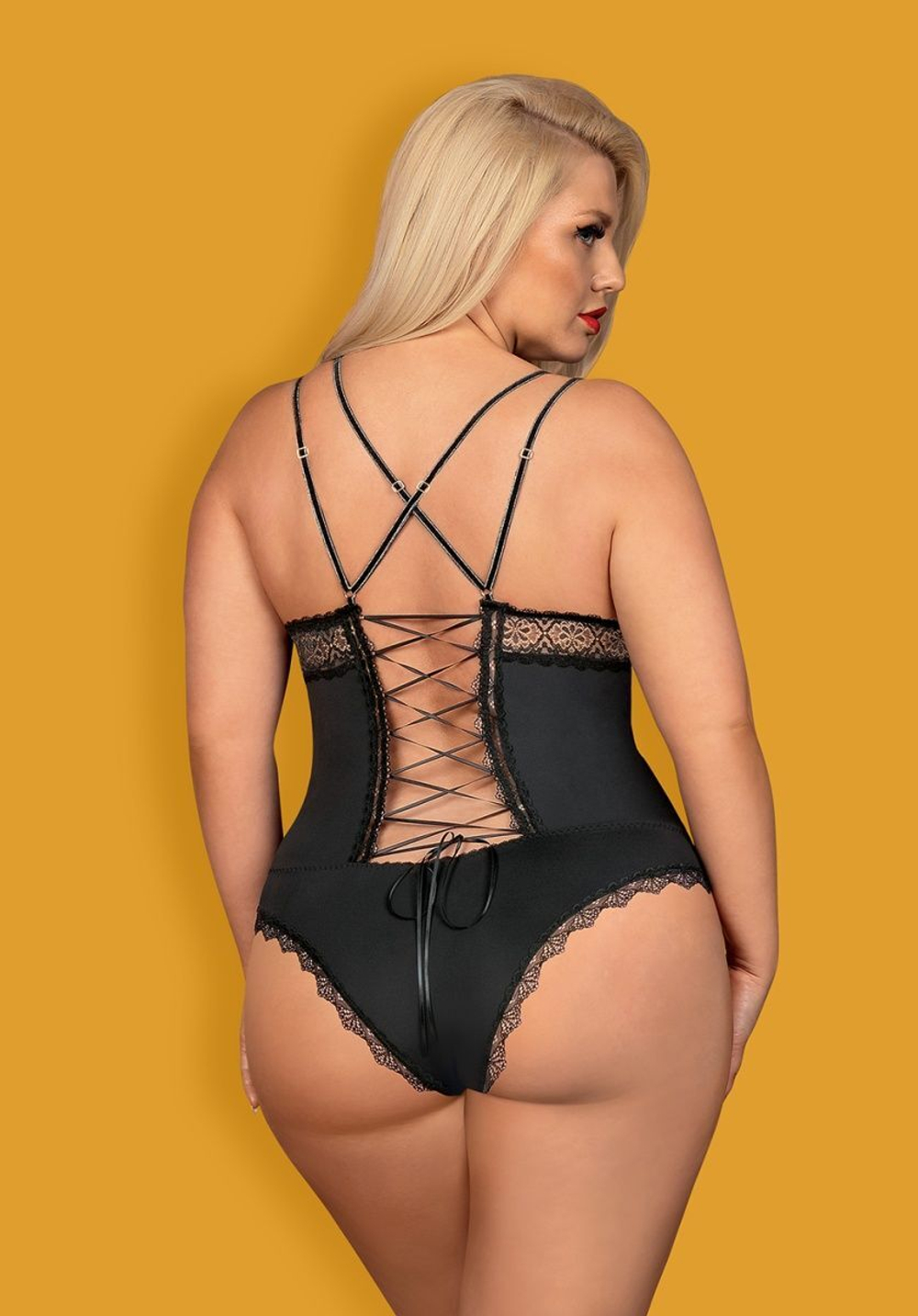 Роскошное женское боди Lolitte с шнуровкой (Размер: XXL) (Цвет: черный)