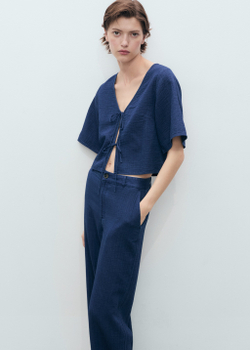 Струящиеся джинсовые брюки с высокой талией