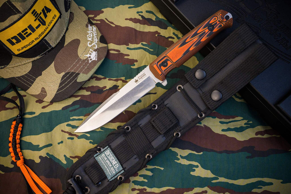 Тактический нож Delta AUS-8 StoneWash Black-Orange G10