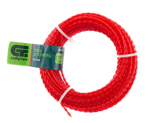 961375 Леска для триммера овальная витая, 2,4 мм х 15 м, Россия  Сибртех