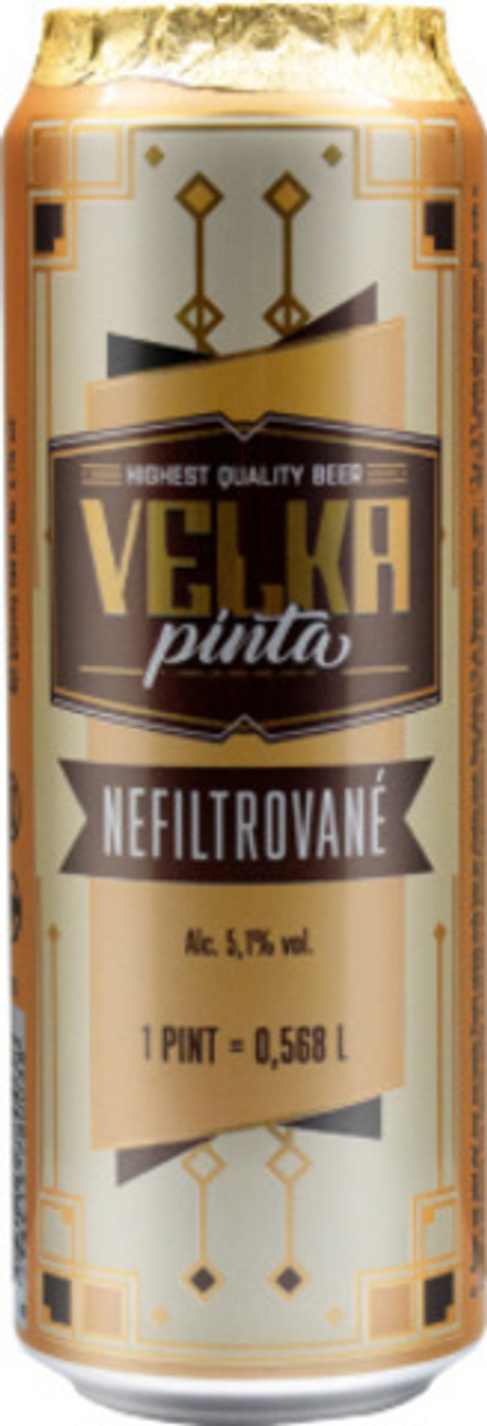 Пиво Велка Пинта Нефильтрованное / Velka Pinta Nefiltrovane 0.568 - банка