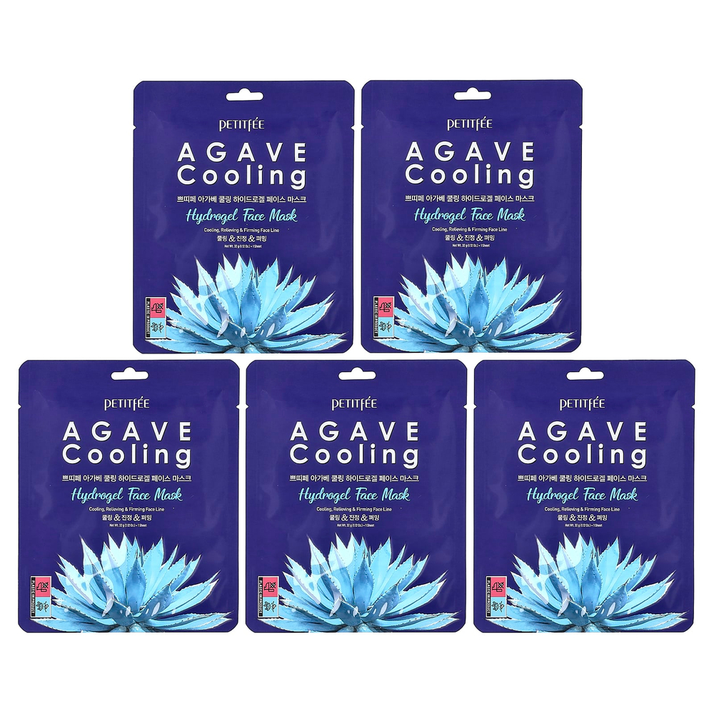 Petitfee, Agave Cooling, гидрогелевая маска для лица, 5 шт. по 32 г (1,12 унции)