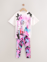 Футболка и легинсы в комплекте для девочки Next AT2-474, Белый, Розовый