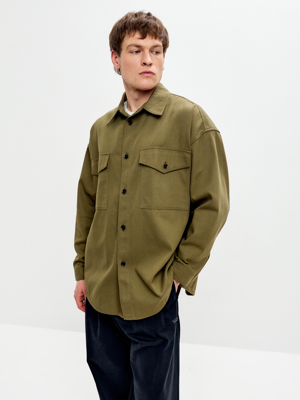 Рубашка унисекс джинсовая хаки