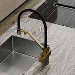 Смеситель для кухни Sancos Loro с гибким изливом, цвет брашированное золото/черный, PVD покрытие, арт. SC4007BG