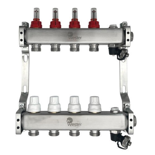 Коллектор с расходамерами 1"-3/4" - 4 вых. Wester MUFS