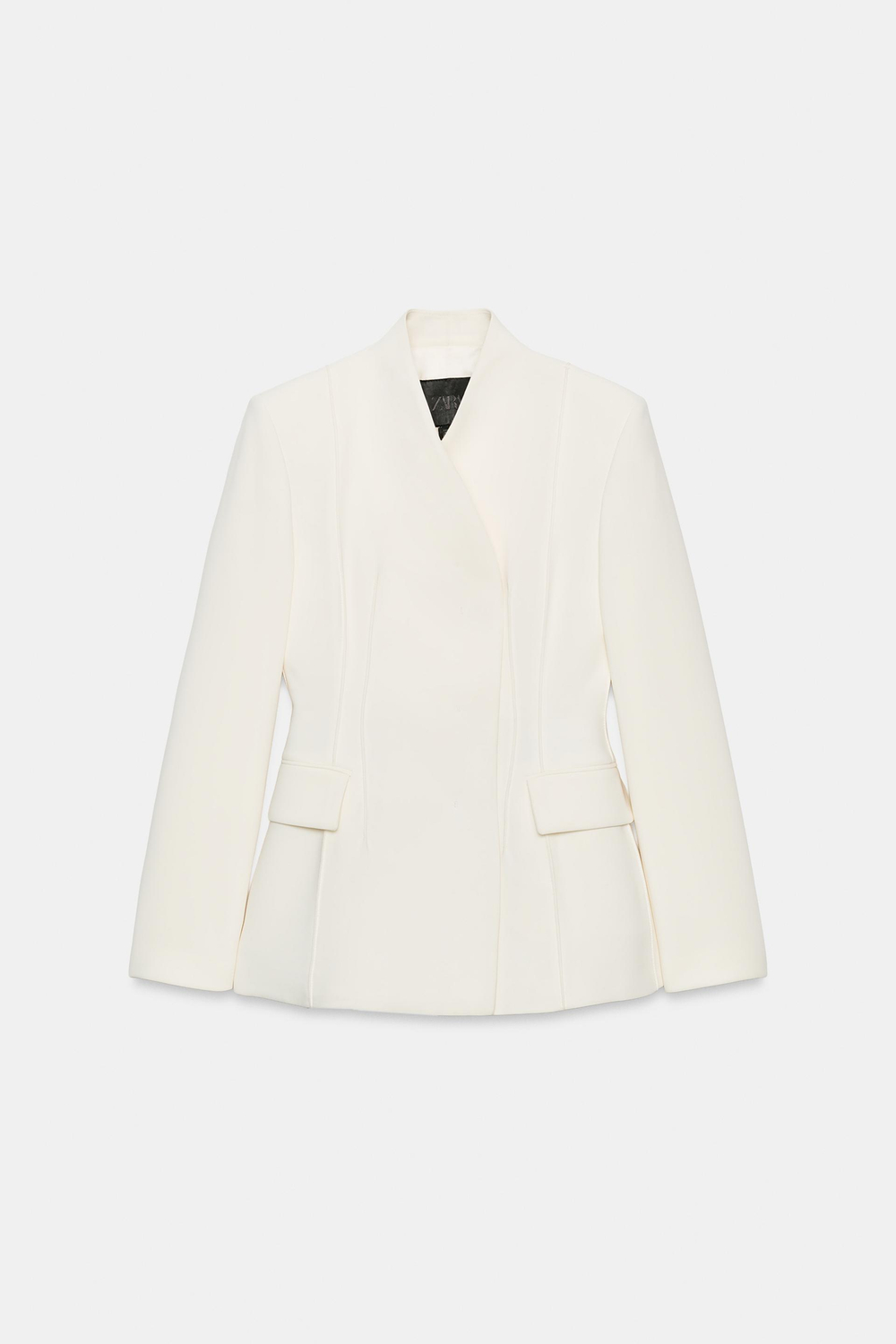 ZARA БЛЕЙЗЕР ПРИТАЛЕННОГО КРОЯ — ZW COLLECTION, ЭКРЮ