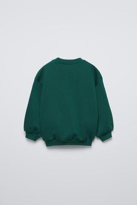 ZARA ТОЛСТОВКА С ПРИНТОМ «МЕДВЕЖОНОК», ЗЕЛЕНЫЙ