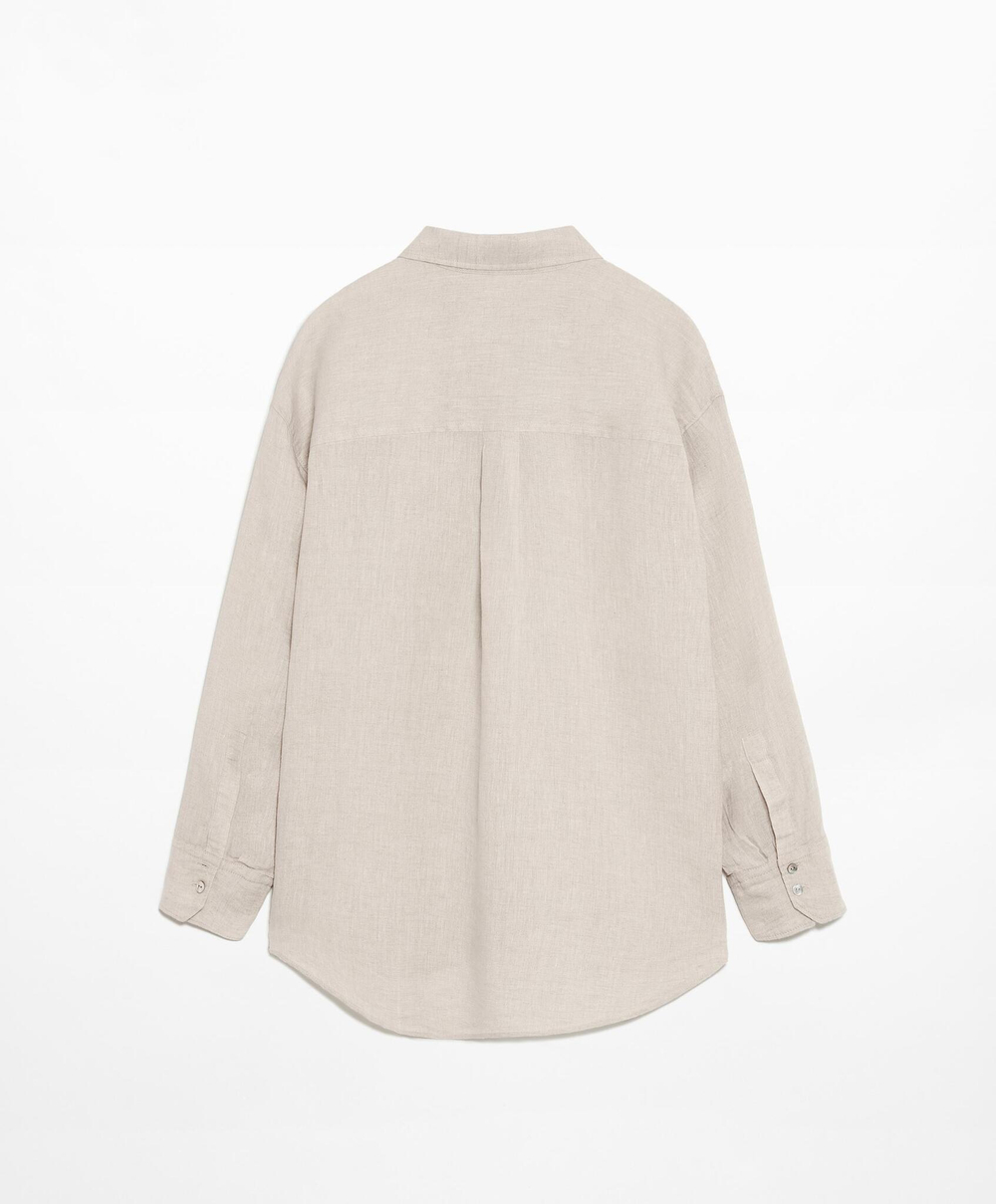 Oysho Льняная рубашка, песочный