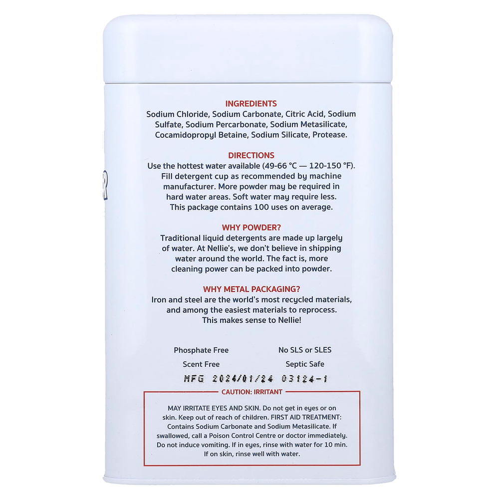 Nellie's, Порошок для посудомоечной машины Nellie's, 1,6 кг (3,5 фунта)