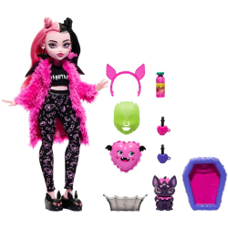 Monster High Пижамная вечеринка - кукла Дракулаура + питомец HKY66 / артикул   HPD55 HKY66  / GTIN 194735110605