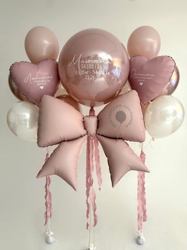 Воздушные шары на выписку для девочки №8928