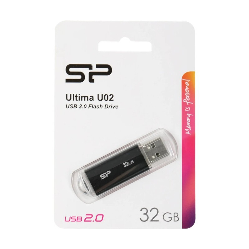Флеш накопитель 32GB Silicon Power Ultima U02, USB 2.0, Черный