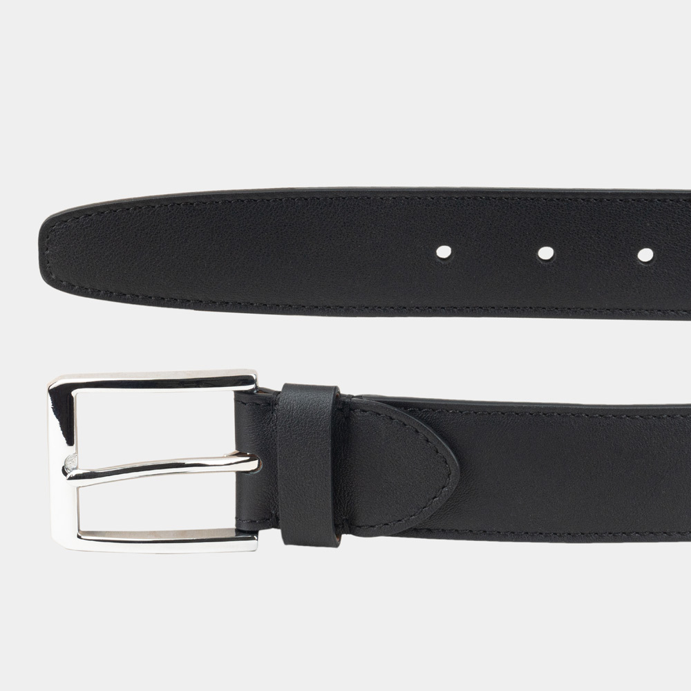 Ремень кожаный мужской из натуральной телячьей кожи 40 мм, чёрный