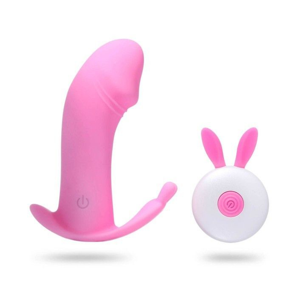 Нежно-розовый стимулятор с клиторальным отростком - 11,9 см. (Цвет: нежно-розовый)