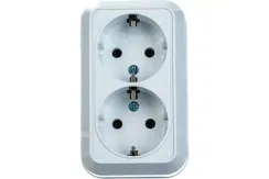 Розетка Makel Siva Ustu двойная с заземлением накладная белый 15060