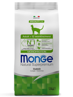 Monge Cat Monoprotein Adult Rabbit корм для взрослых кошек с кроликом 1,5 кг