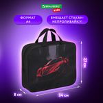 Папка на молнии с ручками BRAUBERG KIDS А4, 1 отделение, полиэстер, 80 мм, "Red car", 272122
