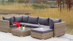 "Лунго" плетеная оттоманка с подушкой, цвет соломенный