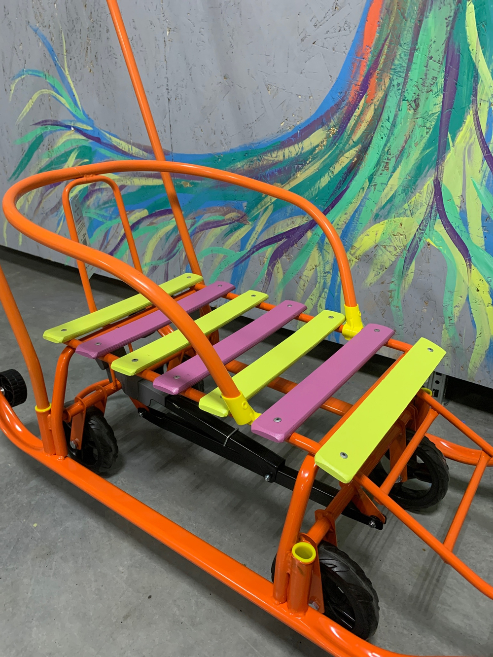 Санки "Мишутка 1 универсал" с механизмом выдвижных колесных шасси оранжев рама, разноцв МУС-1 Galaxy